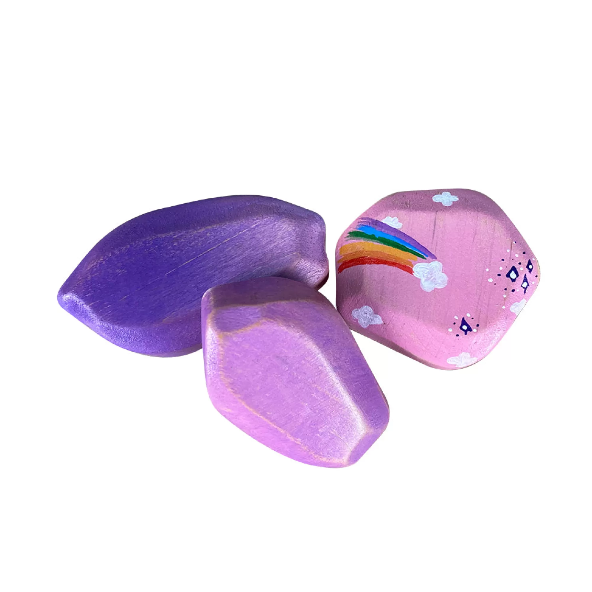 Green Taiga Stories & Tales-Wooden Purple Rocks - Set Of 2