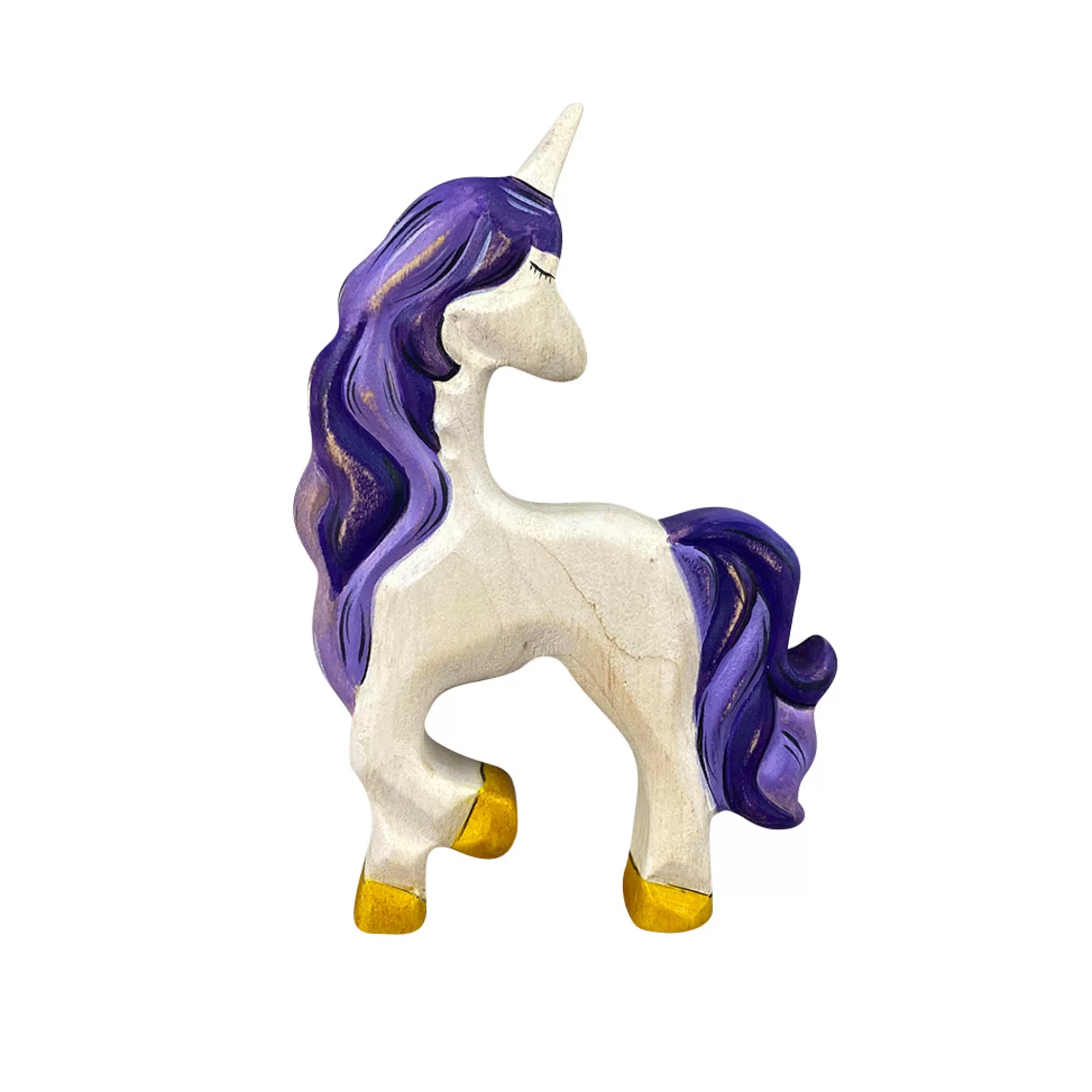 Green Taiga Stories & Tales-Wooden Unicorn Standing - White